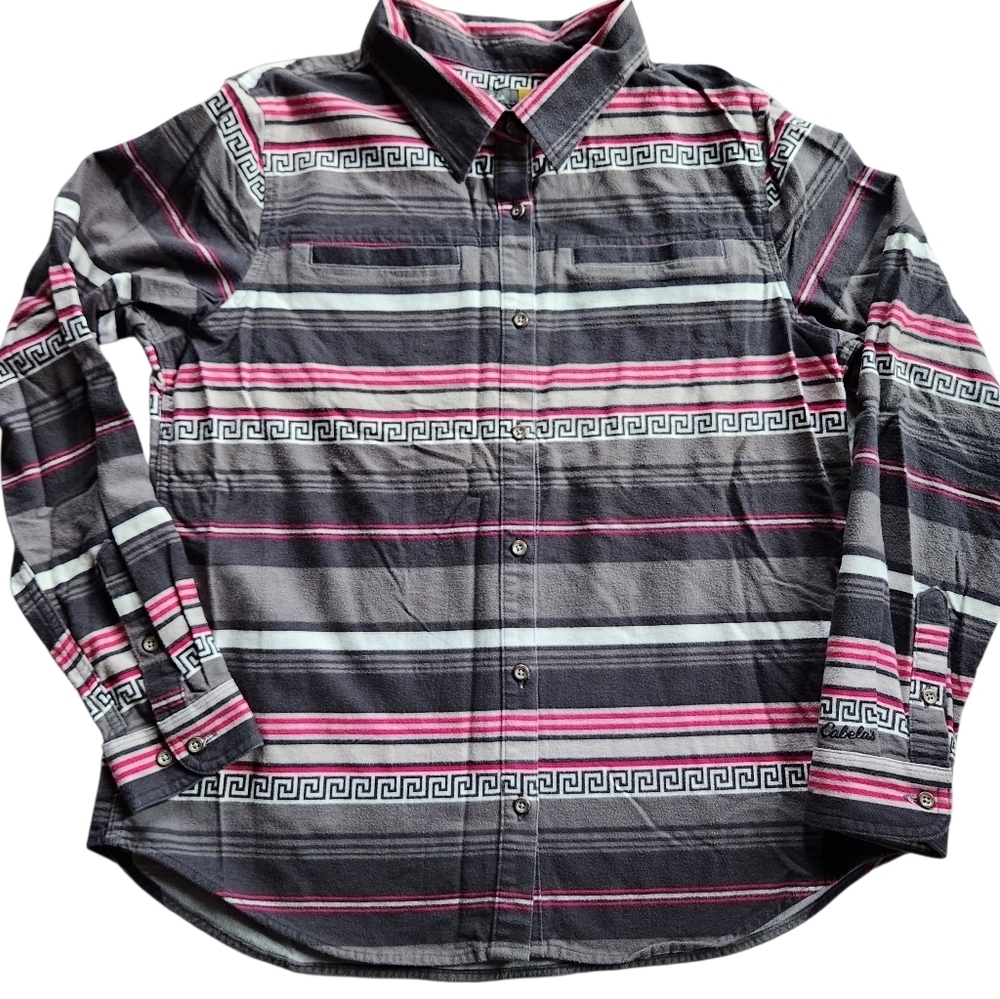 Cabela's Flannel Shirt Womens Size L Button Front Western Print Outdoor